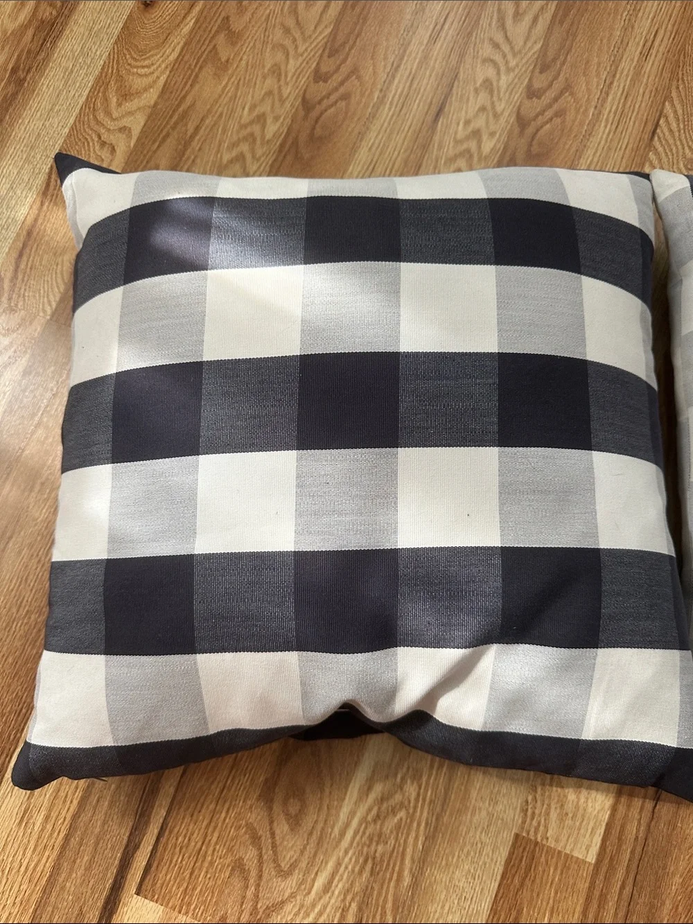 Black and White Buffalo Check Down Throw Pillows Pair 19”x19” 20”x20